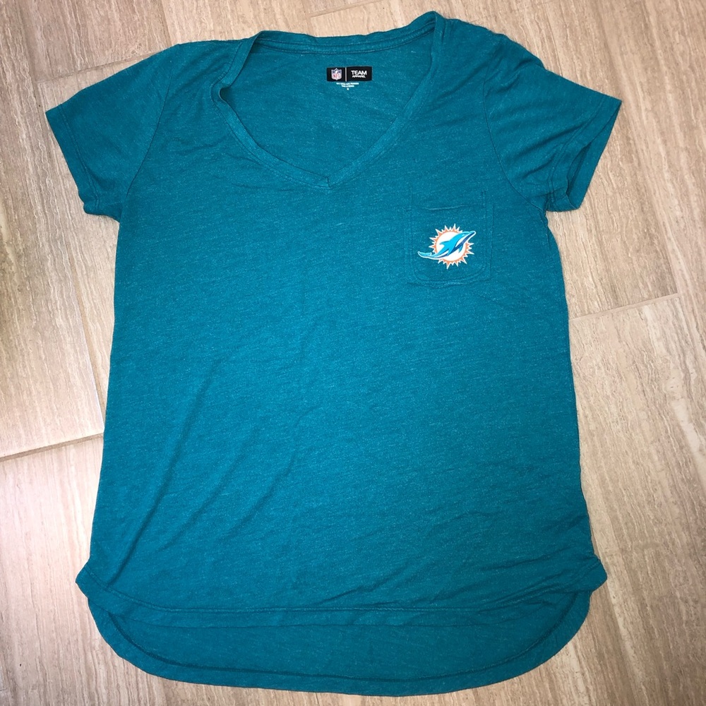 NFL Miami Dolphins Teal V-Neck Women's Tee Size M